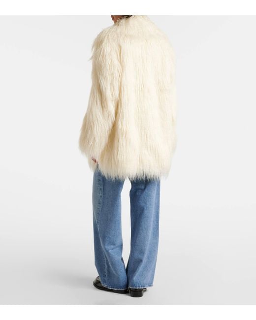 Frankie Shop White Liza Faux Fur Coat