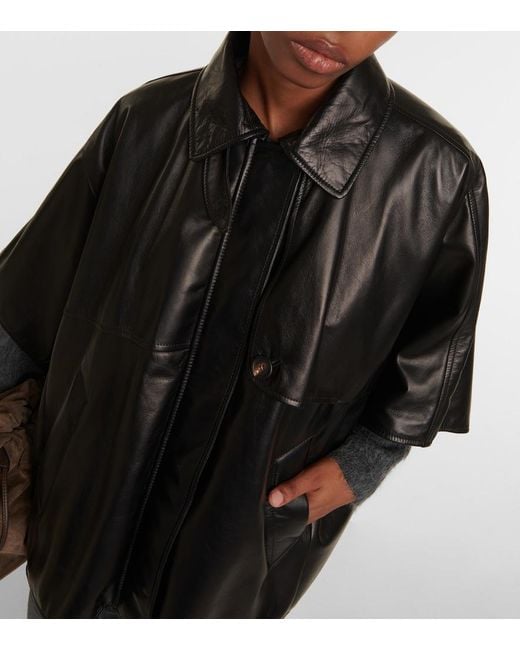 Brunello Cucinelli Black Leather Overshirt