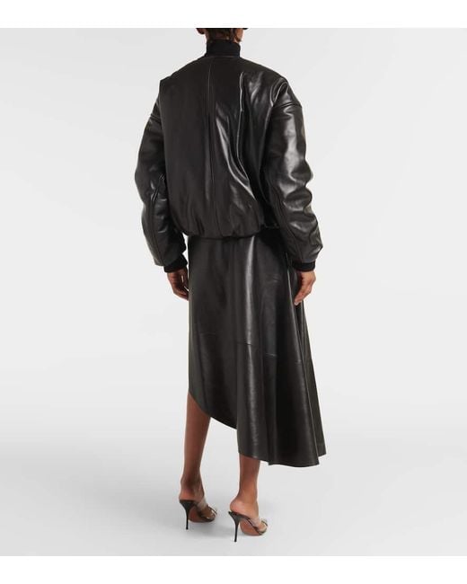 Alaïa Black Leather Bomber Jacket