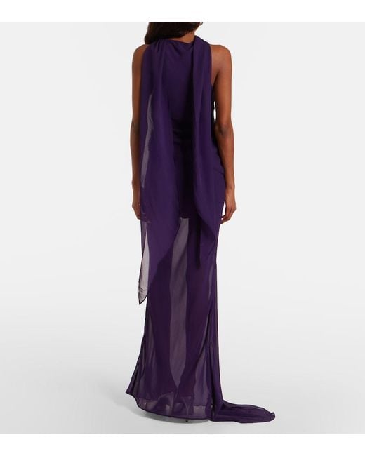 De La Vali Purple Diosa Georgette Maxi Skirt