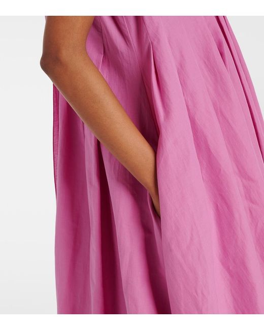 Max Mara Purple Max Mara Piega Ramie And Cotton Pleated Maxi Dress