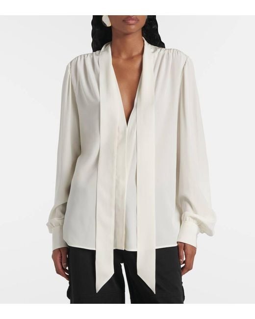 Tom Ford White Schluppenbluse Aus Crepe De Chine Aus Seide