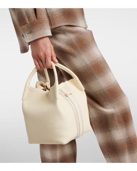 Loro Piana Natural Schultertasche Bale Small Aus Leder