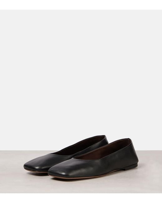 The Row Black Ballerinas Sqaure Aus Leder