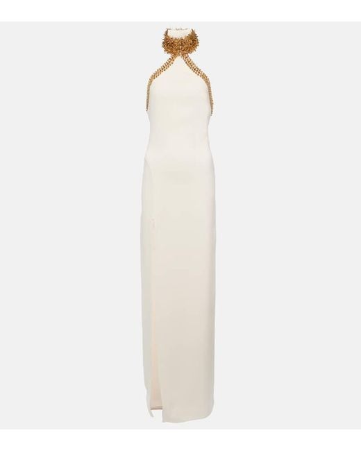 Vestido de fiesta de mezcla de seda adornado Tom Ford de color White