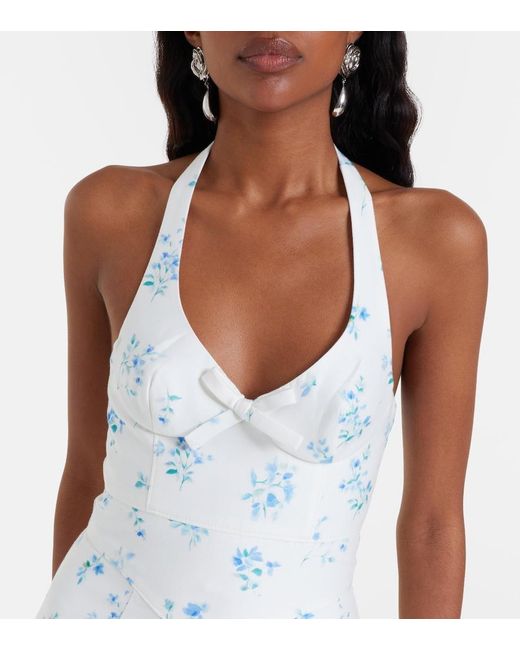 ShuShu/Tong White Floral Halterneck Cotton Minidress