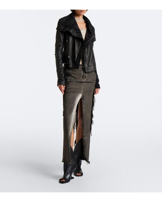 Rick Owens Black Leather Biker Jacket