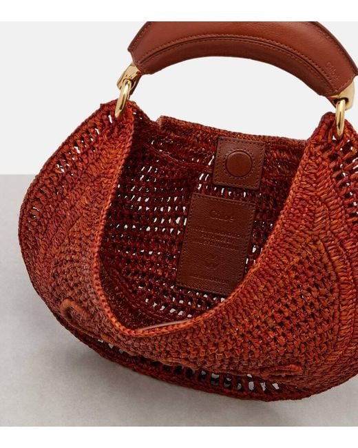 Chloé Red X Made For A Summer Banana Small Raffia Shoulder Bag