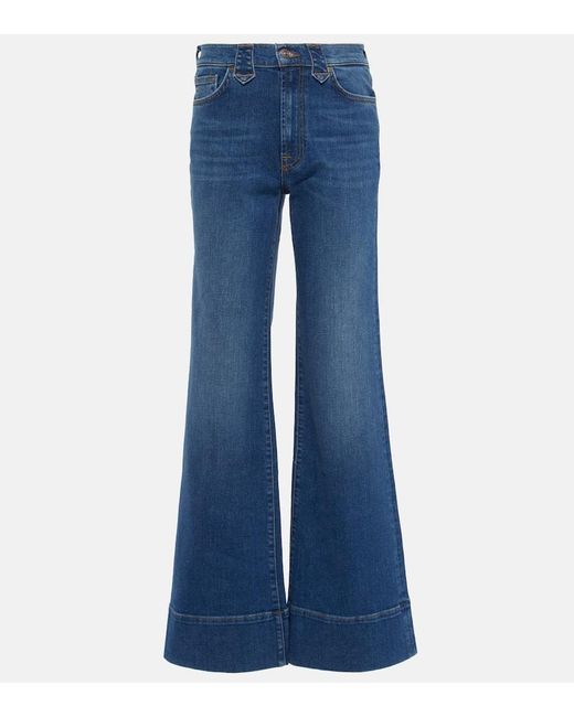7 For All Mankind Blue High-Rise Flared Jeans Western Modern Dojo