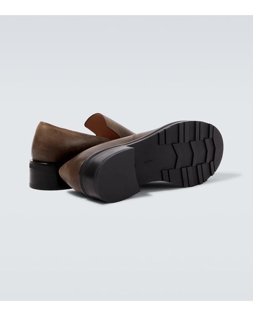 The Row Brown Leather Slip-On Shoes for men