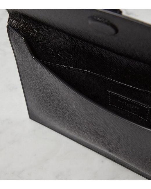 Saint Laurent Black Uptown Grained Leather Envelope Pouch