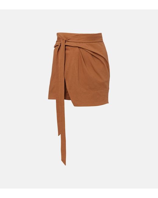 Isabel Marant Brown Berenice Asymmetric Cotton Wrap Skirt