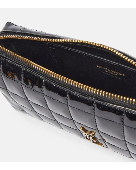 Saint Laurent Black Cassandre Matelasse Pouch With Strap
