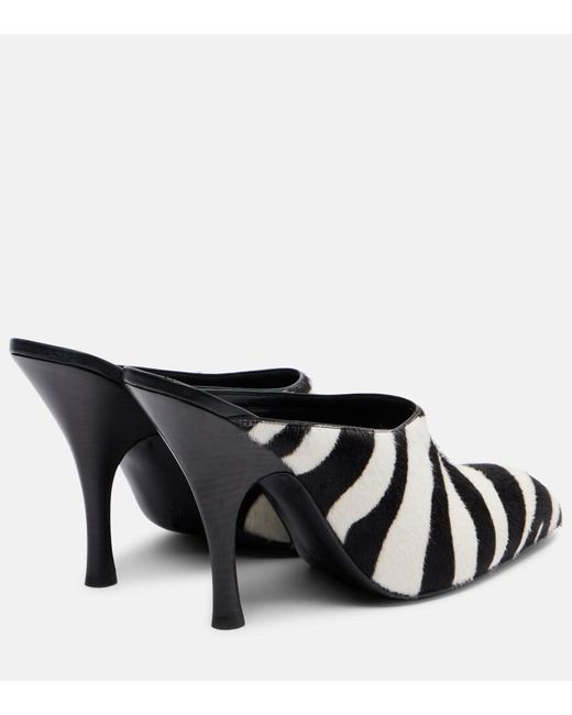 Khaite Black Colt Zebra-Print Calf Hair Mules