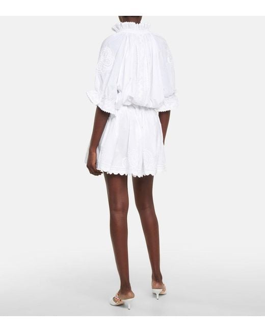 Juliet Dunn White Poplin Blouson Dress