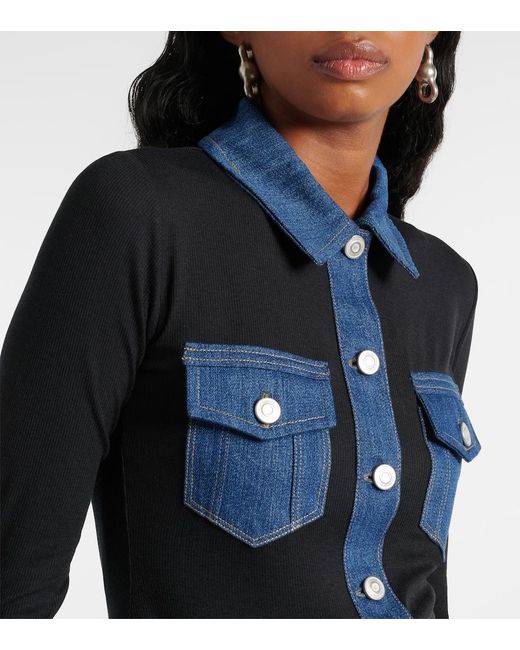 Coperni Blue Denim-Trimmed Top