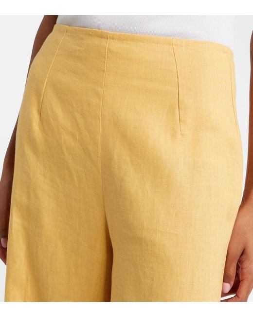 Faithfull The Brand Yellow Syna Linen Wide-Leg Pants