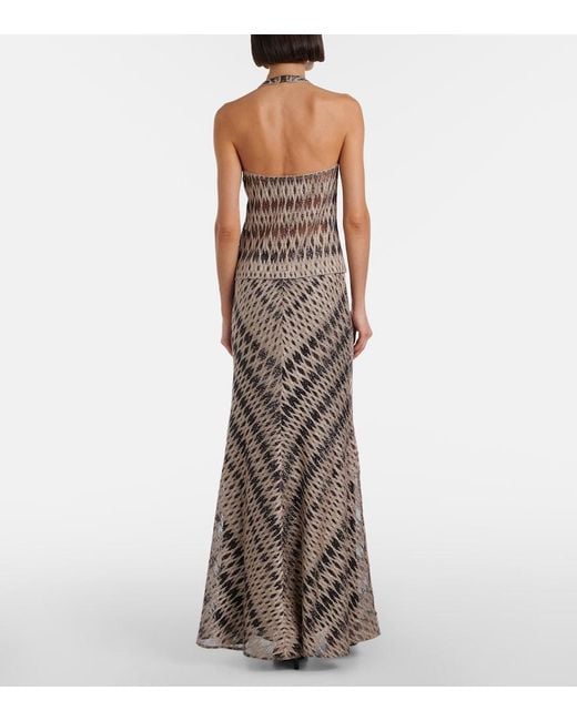 Missoni Gray Open-Knit Lame Maxi Skirt