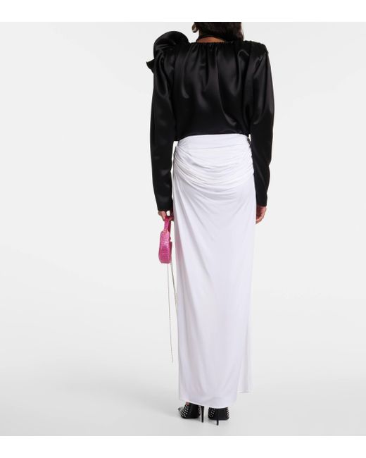 Magda Butrym White Draped Jersey Maxi Skirt