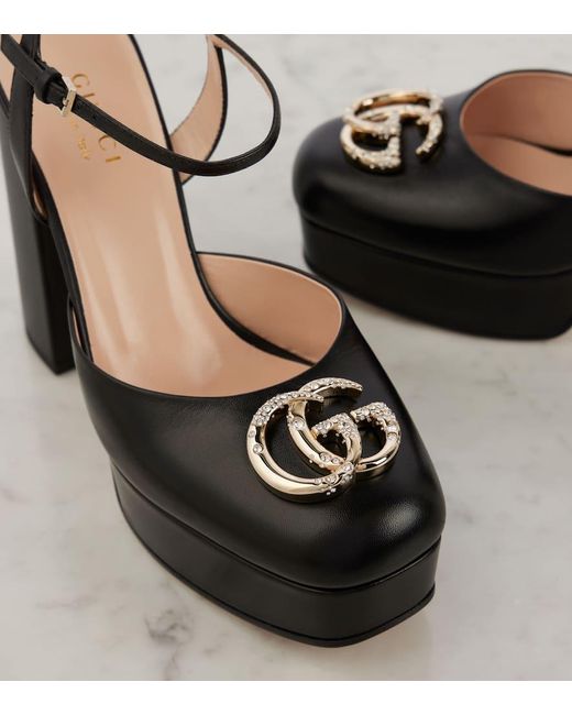 Gucci Black Platform Pump With Double G, Leather