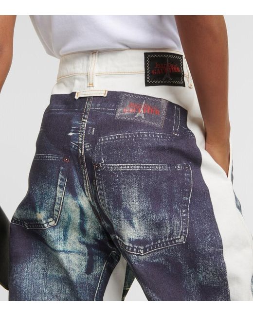 Jean Paul Gaultier Blue Tattoo Collection Trompe L'Oeil Wide-Leg Jeans