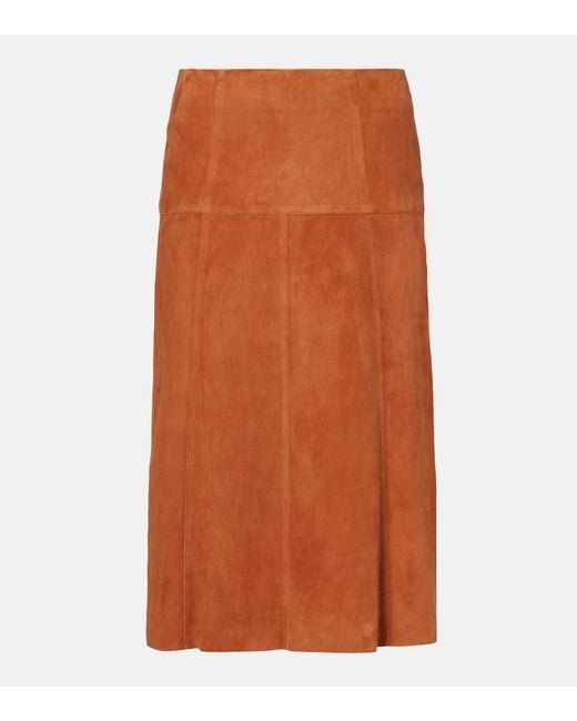 Isabel Marant Orange Devy Suede Midi Skirt