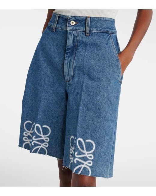 Loewe Blue Denim Anagram Shorts