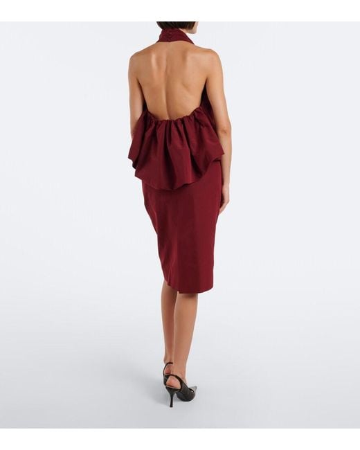 Magda Butrym Red Floral-Applique Cotton And Silk Midi Skirt