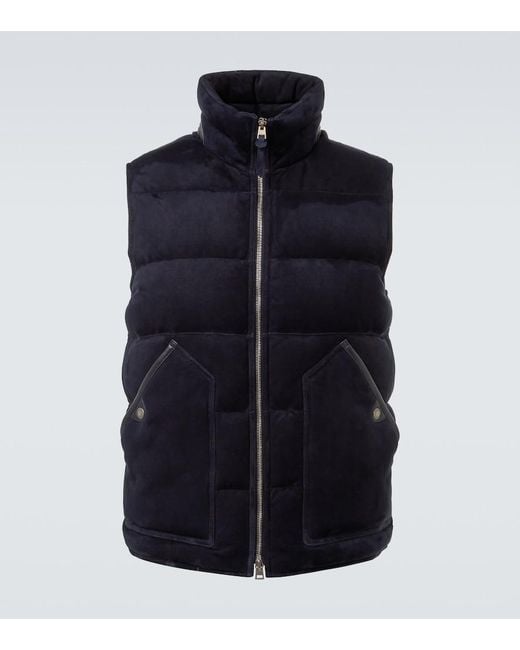 Tom Ford Blue Suede Down Vest for men