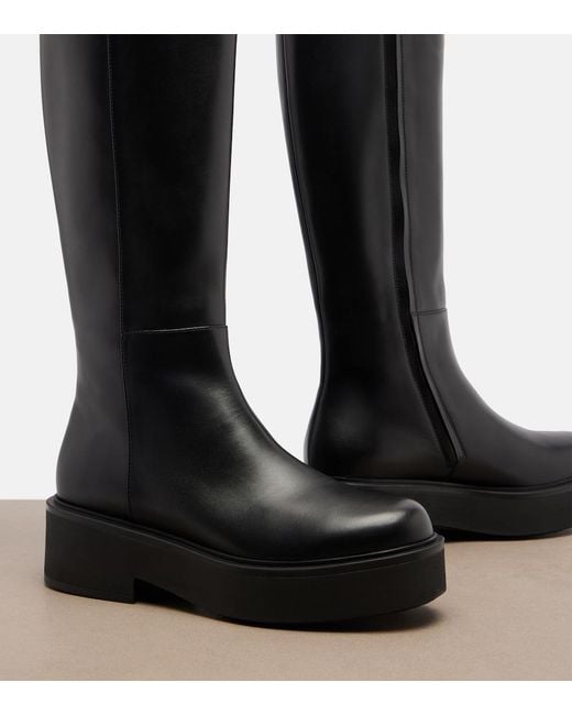 Gianvito Rossi Black Hiro Leather Mid-Calf Boots