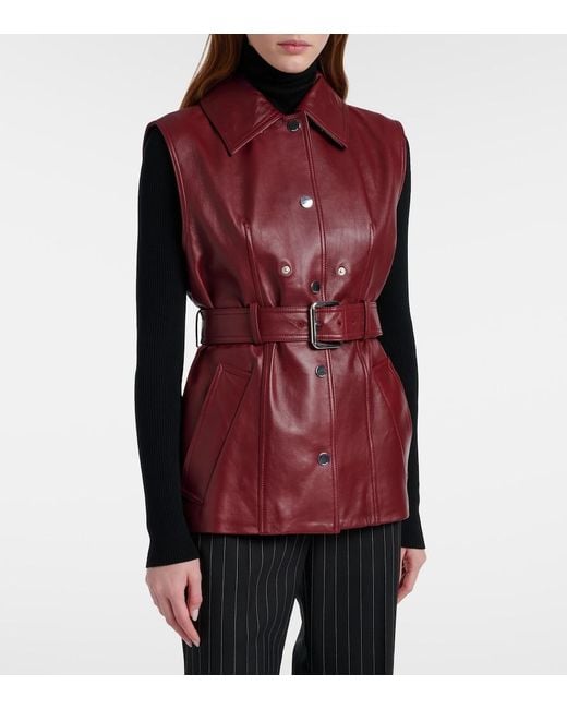 Sportmax Red Stenzone Convertible Leather Jacket