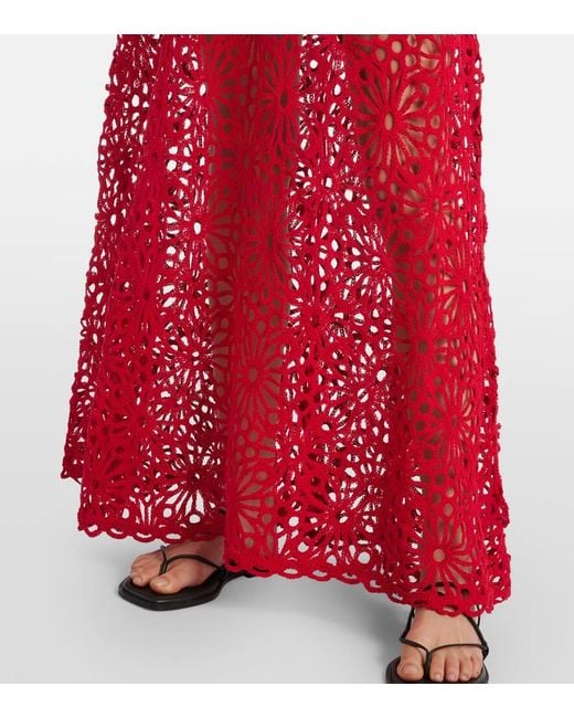 Norma Kamali Red Maxikleid Aus Haekelstrick