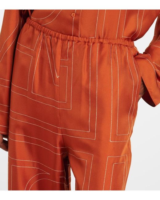 Totême  Orange Pyjama-Hose Aus Seiden-Twill