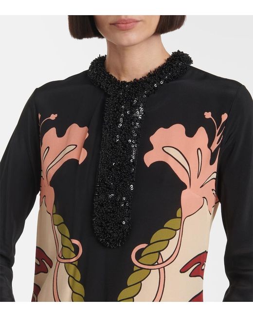 Johanna Ortiz Multicolor Sequined Printed Silk Tunic