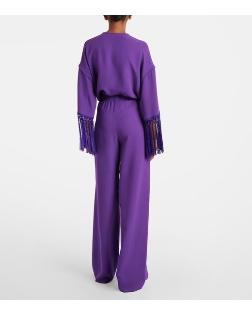 Valentino Purple Cady Couture Wide-Leg Pants