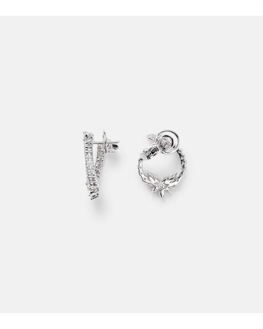 YEPREM White Y-Not 18Kt Hoop Earrings With Diamonds