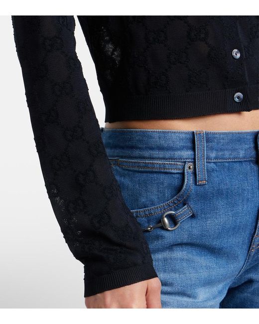 Gucci Blue Gg Crepe Cardigan