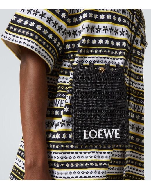 Loewe White Paula's Ibiza Logo Raffia Crossbody Bag for men