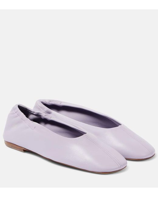 Dries Van Noten Purple Leather Ballet Flats