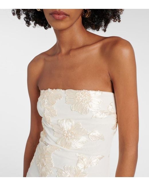 ROTATE BIRGER CHRISTENSEN White Bridal Alberty Floral-Applique Mesh Gown