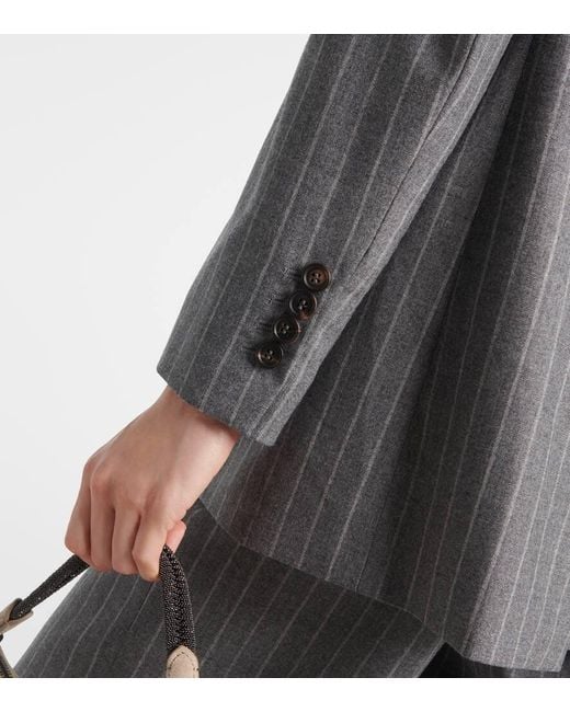 Blazer Cruzado De Lana Virgen Brunello Cucinelli de color Gray