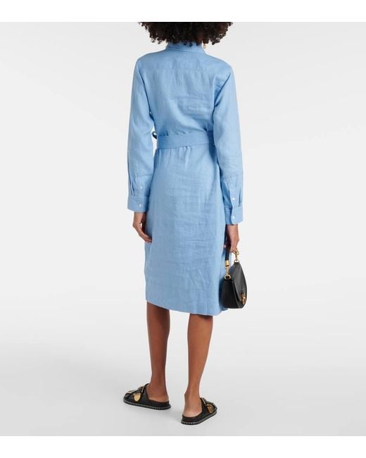Vestido camisero de lino Polo Ralph Lauren de color Blue