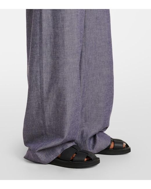 Vince Blue Weite Mid-Rise-Hose