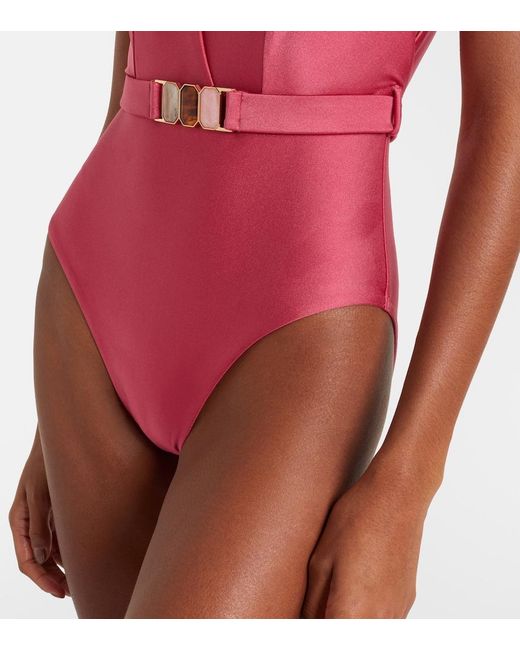 Zimmermann Pink Wanderlust Belted Swimsuit