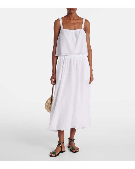 Velvet White Ines Cotton And Silk Voile Maxi Skirt