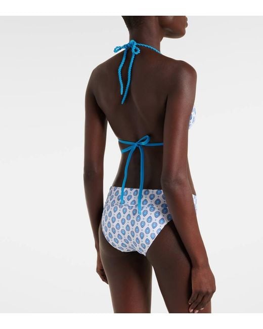 Heidi Klein Blue La Croissette Reversible Bikini Top