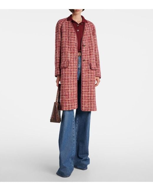 Etro Red Ribbed-Knit Polo Sweater