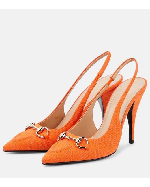 Salones destalonados Erin 105 de lona GG Gucci de color Orange