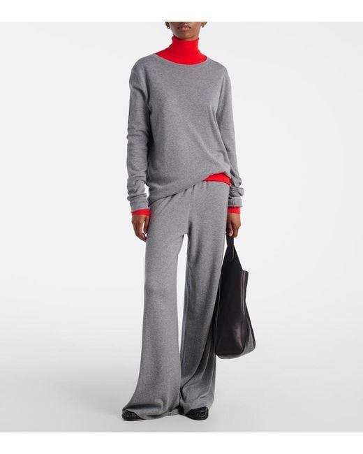 Lisa Yang Gray Maurie Cotton And Cashmere Sweater