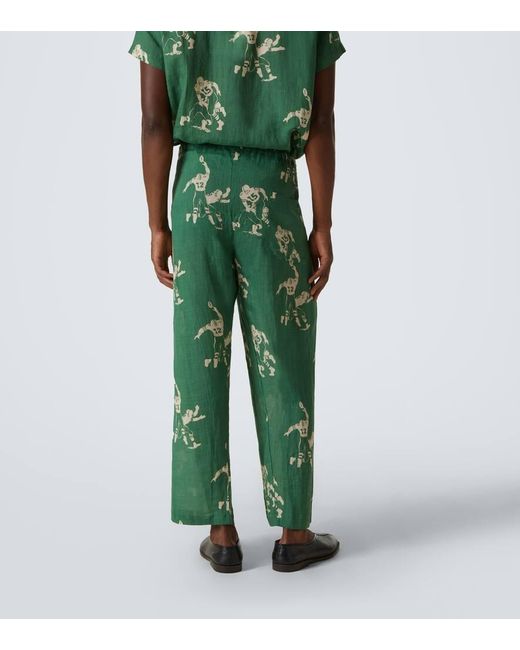 Bode Pyjamahose Football Silhouette Aus Leinen in Green für Herren